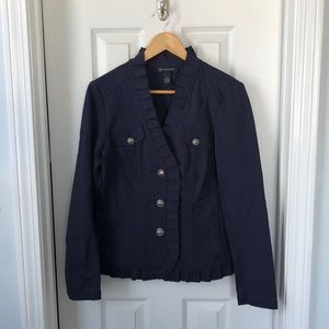 Ruffle Trim Navy Blazer